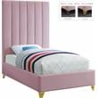 Meridian Furniture Via Rich Velvet Twin Bed in Pink