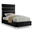 Meridian Furniture Zuma Solid Wood and Rich Velvet Twin Bed in Black