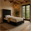 Meridian Furniture Zuma Solid Wood and Rich Velvet Twin Bed in Black