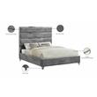 Meridian Furniture Zuma Solid Wood and Rich Velvet Full Bed in Gray