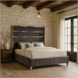 Meridian Furniture Zuma Solid Wood and Rich Velvet King Bed in Gray