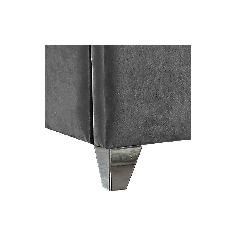Meridian Furniture Zuma Solid Wood and Rich Velvet Queen Bed in Gray