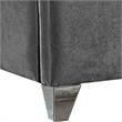 Meridian Furniture Zuma Solid Wood and Rich Velvet Queen Bed in Gray