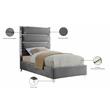 Meridian Furniture Zuma Solid Wood and Rich Velvet Twin Bed in Gray
