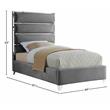 Meridian Furniture Zuma Solid Wood and Rich Velvet Twin Bed in Gray