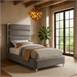 Meridian Furniture Zuma Solid Wood and Rich Velvet Twin Bed in Gray