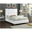 Meridian Furniture Zuma Solid Wood and Rich Velvet Queen Bed in White