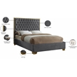 Meridian Furniture Lana Solid Wood and Velvet Upholstered King Bed in Gray/Gold