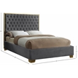 Meridian Furniture Lana Solid Wood and Velvet Queen Bed in Gray