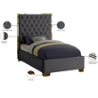 Meridian Furniture Lana Solid Wood and Velvet Twin Bed in Gray