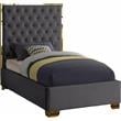 Meridian Furniture Lana Solid Wood and Velvet Twin Bed in Gray