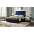 Meridian Furniture Lana Solid Wood and Velvet Full Bed in Navy