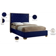 Meridian Furniture Lana Solid Wood and Velvet Full Bed in Navy