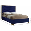 Meridian Furniture Lana Solid Wood and Velvet Full Bed in Navy