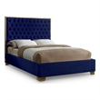 Meridian Furniture Lana Solid Wood and Velvet Full Bed in Navy