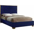 Meridian Furniture Lana Solid Wood and Velvet Full Bed in Navy