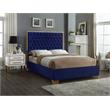 Meridian Furniture Lana Solid Wood and Velvet King Bed in Navy