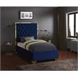 Meridian Furniture Lana Solid Wood and Velvet Twin Bed in Navy