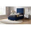Meridian Furniture Lana Solid Wood and Velvet Twin Bed in Navy