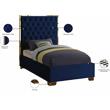 Meridian Furniture Lana Solid Wood and Velvet Twin Bed in Navy