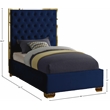 Meridian Furniture Lana Solid Wood and Velvet Twin Bed in Navy