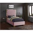Meridian Furniture Lana Solid Wood and Velvet Twin Bed in Pink
