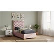 Meridian Furniture Lana Solid Wood and Velvet Twin Bed in Pink