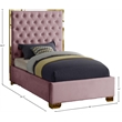 Meridian Furniture Lana Solid Wood and Velvet Twin Bed in Pink