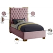 Meridian Furniture Lana Solid Wood and Velvet Twin Bed in Pink