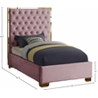 Meridian Furniture Lana Solid Wood and Velvet Twin Bed in Pink