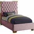Meridian Furniture Lana Solid Wood and Velvet Twin Bed in Pink