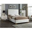 Meridian Furniture Lana Solid Wood and Velvet Queen Bed in White