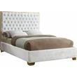 Meridian Furniture Lana Solid Wood and Velvet Queen Bed in White