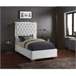 Meridian Furniture Lana Solid Wood and Velvet Twin Bed in White
