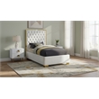 Meridian Furniture Lana Solid Wood and Velvet Twin Bed in White