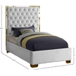 Meridian Furniture Lana Solid Wood and Velvet Twin Bed in White