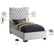 Meridian Furniture Lana Solid Wood and Velvet Twin Bed in White