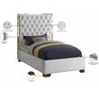 Meridian Furniture Lana Solid Wood and Velvet Twin Bed in White