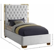 Meridian Furniture Lana Solid Wood and Velvet Twin Bed in White