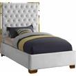 Meridian Furniture Lana Solid Wood and Velvet Twin Bed in White