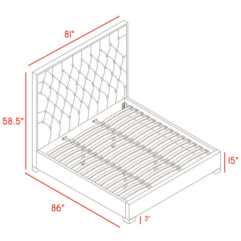 Meridian Furniture Lexi Solid Wood and Velvet King Bed in Black