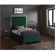 Meridian Furniture Lexi Solid Wood and Velvet Twin Bed in Green