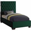 Meridian Furniture Lexi Solid Wood and Velvet Twin Bed in Green