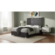 Meridian Furniture Lexi Solid Wood and Velvet Full Bed in Gray