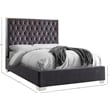 Meridian Furniture Lexi Solid Wood and Velvet Full Bed in Gray