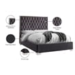 Meridian Furniture Lexi Solid Wood and Velvet Full Bed in Gray