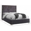 Meridian Furniture Lexi Solid Wood and Velvet Full Bed in Gray
