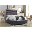 Meridian Furniture Lexi Solid Wood and Velvet King Bed in Gray