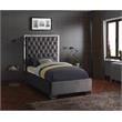 Meridian Furniture Lexi Solid Wood and Velvet Twin Bed in Gray