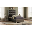 Meridian Furniture Lexi Solid Wood and Velvet Twin Bed in Gray
